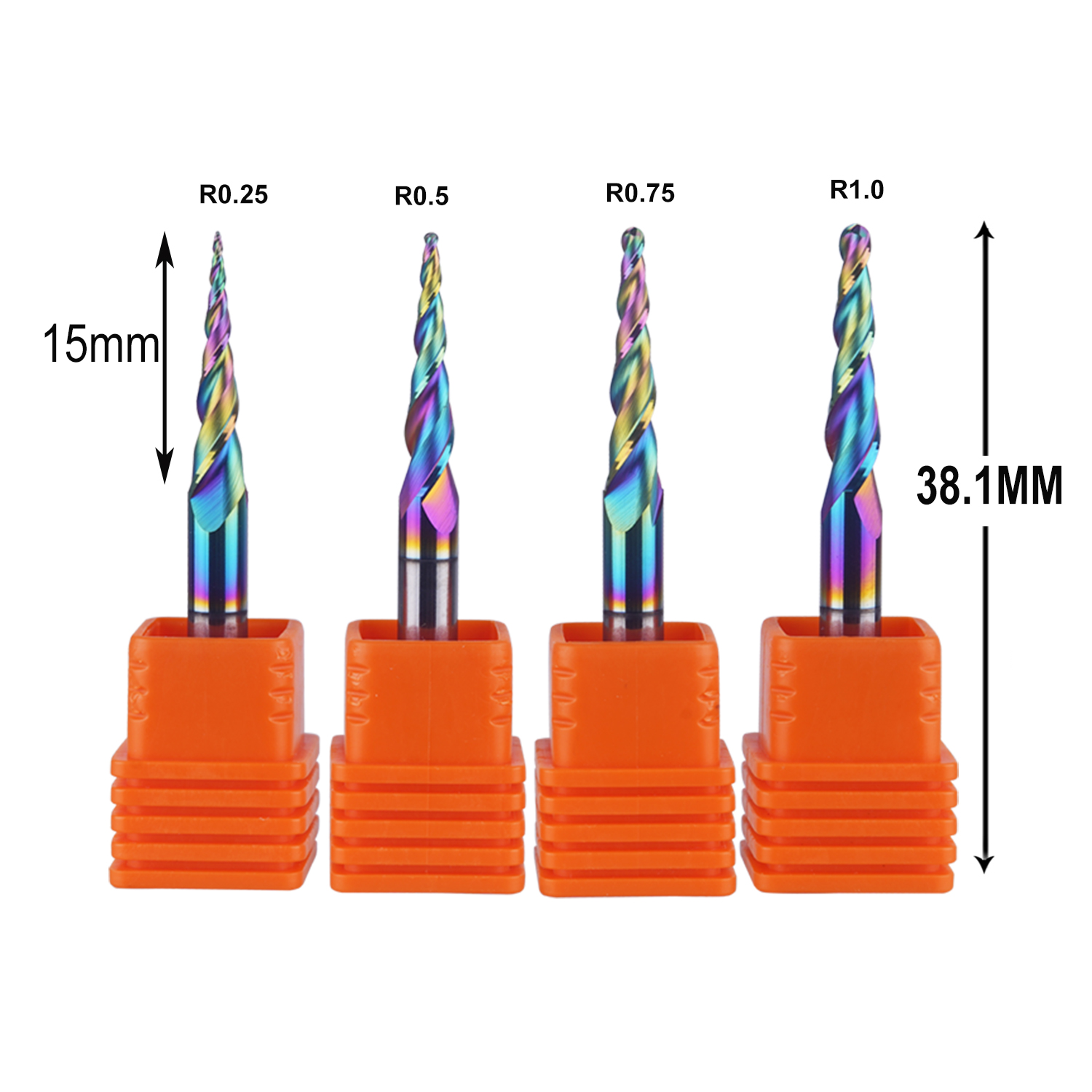 End Mill Set - DREANIQUE 4 szt./zestaw Frezy kuliste dwuostrzowe
