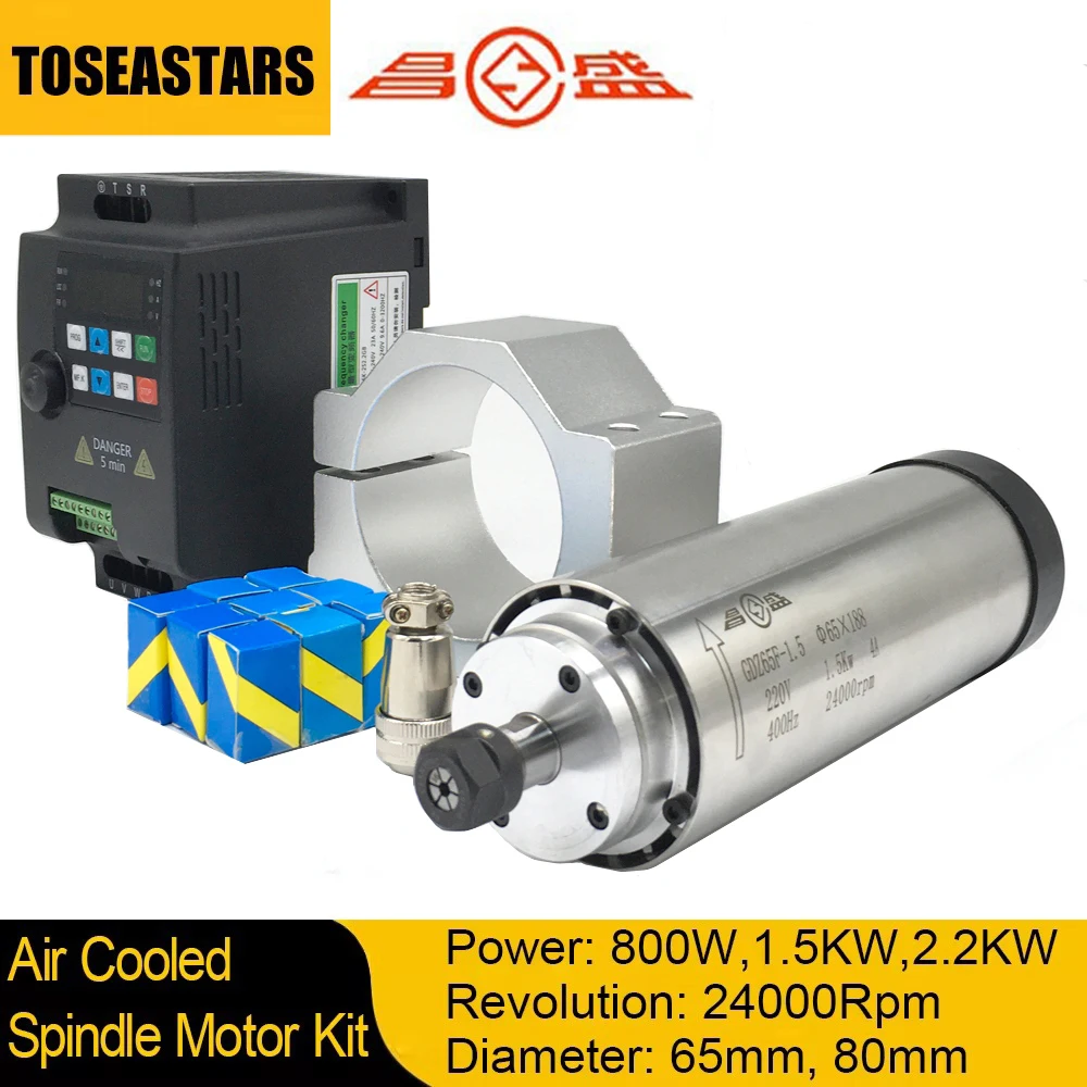 Water Cooled Spindle - 800W 1.5KW 2.2KW Zestaw silnika wrzeciona