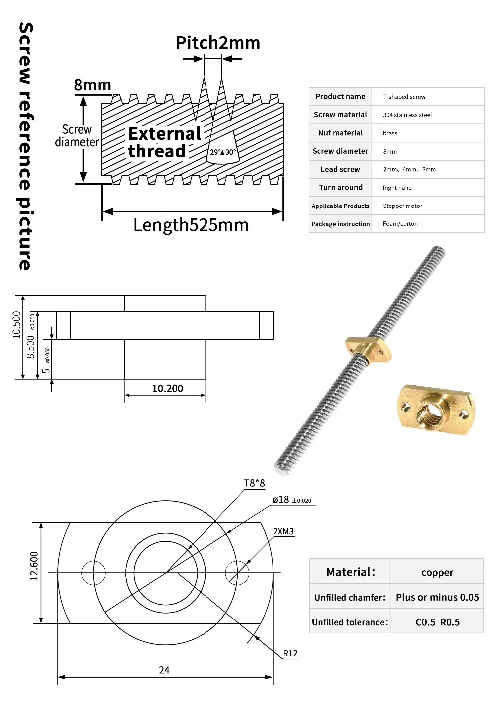 2szt Drukarka 3D T8 Nakrętki ś – Lead Screw 8Mm recenzja i cena
